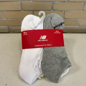 New Balance Cushioned No Show Socks - Gray & White